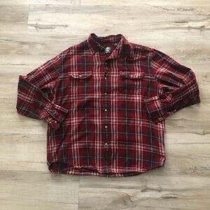 Timberland Red Plaid Flannel Shirt - Men's Casual Button-Up